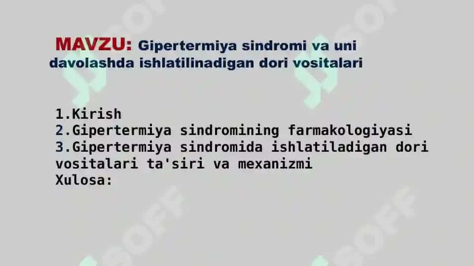 Gipertermiya sindromi va uni davolashda ishlatilinadigan dori vositalari 2