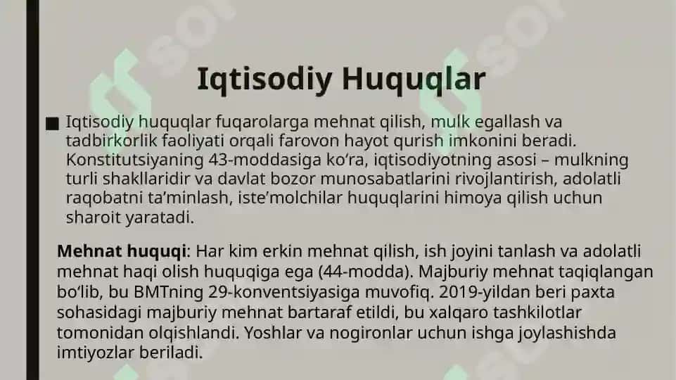 Oʻzbekiston Fuqarolarining Iqtisodiy, Ijtimoiy, Madaniy va Ekologik Huquqlari 3