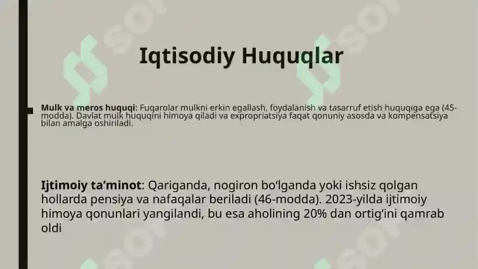 Oʻzbekiston Fuqarolarining Iqtisodiy, Ijtimoiy, Madaniy va Ekologik Huquqlari 4