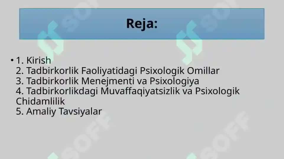 Biznes va tadbirkorlik faoliyati psixologiyasi 2