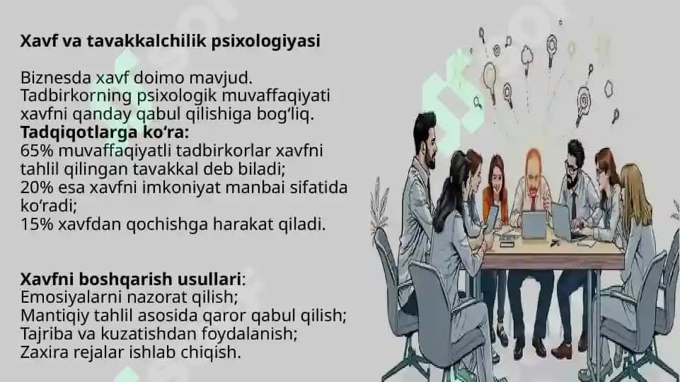 Biznes va tadbirkorlik faoliyati psixologiyasi 6