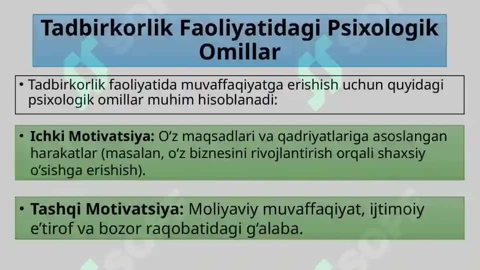 Biznes va tadbirkorlik faoliyati psixologiyasi 7
