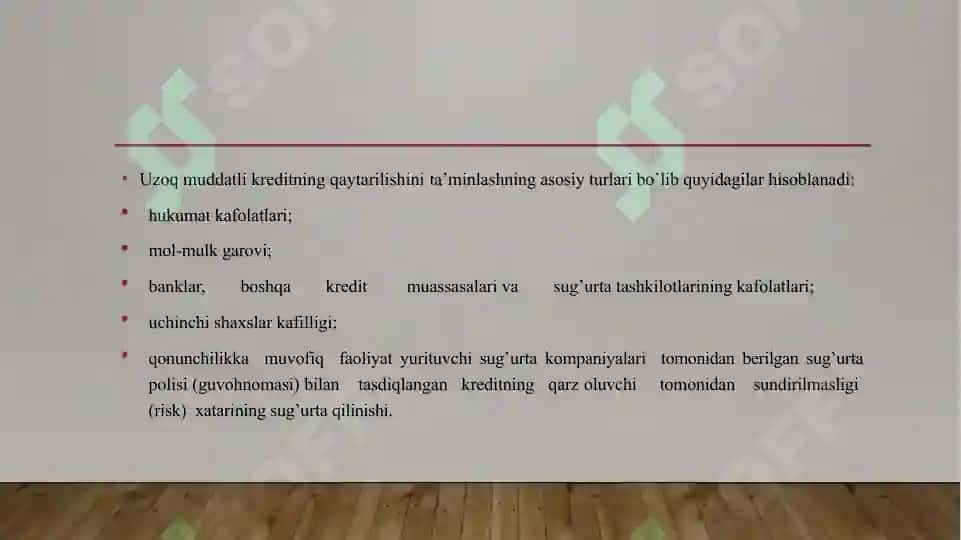 Investitsiya faoliyatini kreditlash 6