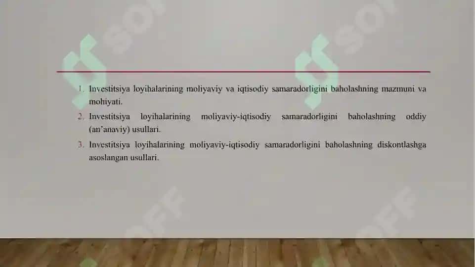 Investitsiya loyihalarining moliyaviy va iqtisodiy samaradorligini baholash 2