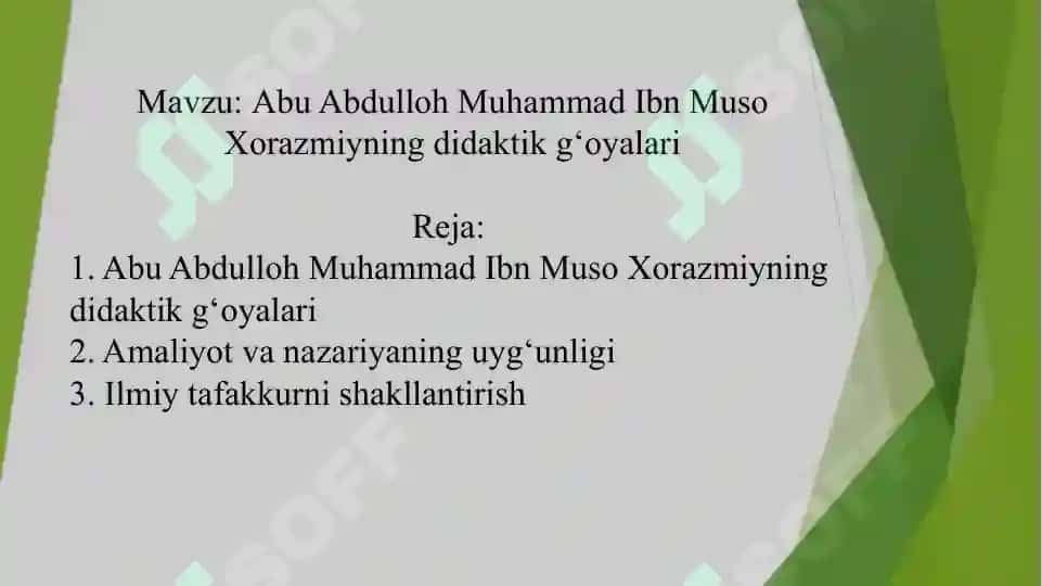 Abu Abdulloh Muhammad Ibn Muso Xorazmiyning didaktik g‘oyalari 2