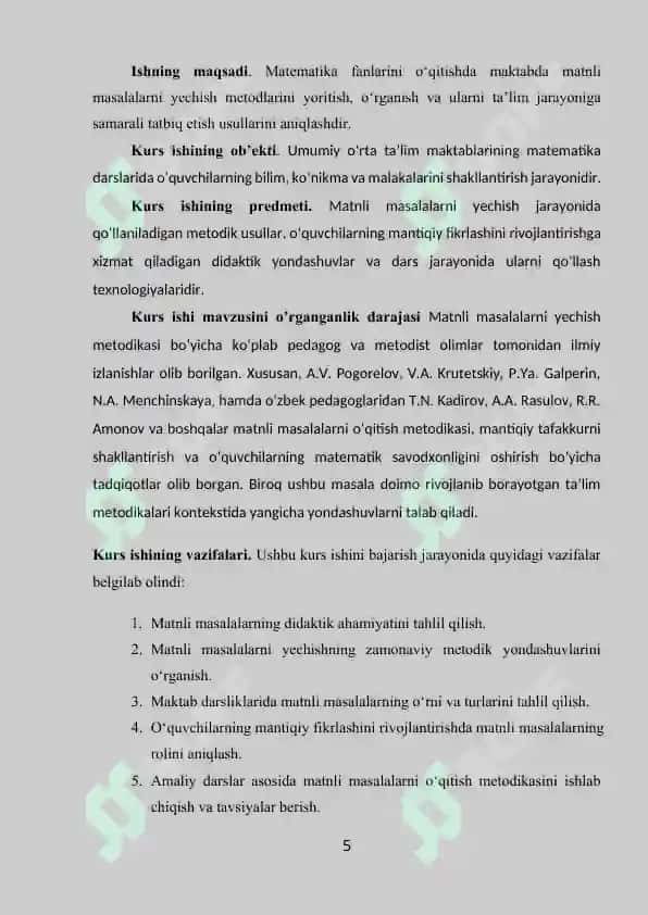 Matinli masalalarni yechish metodikasi 5