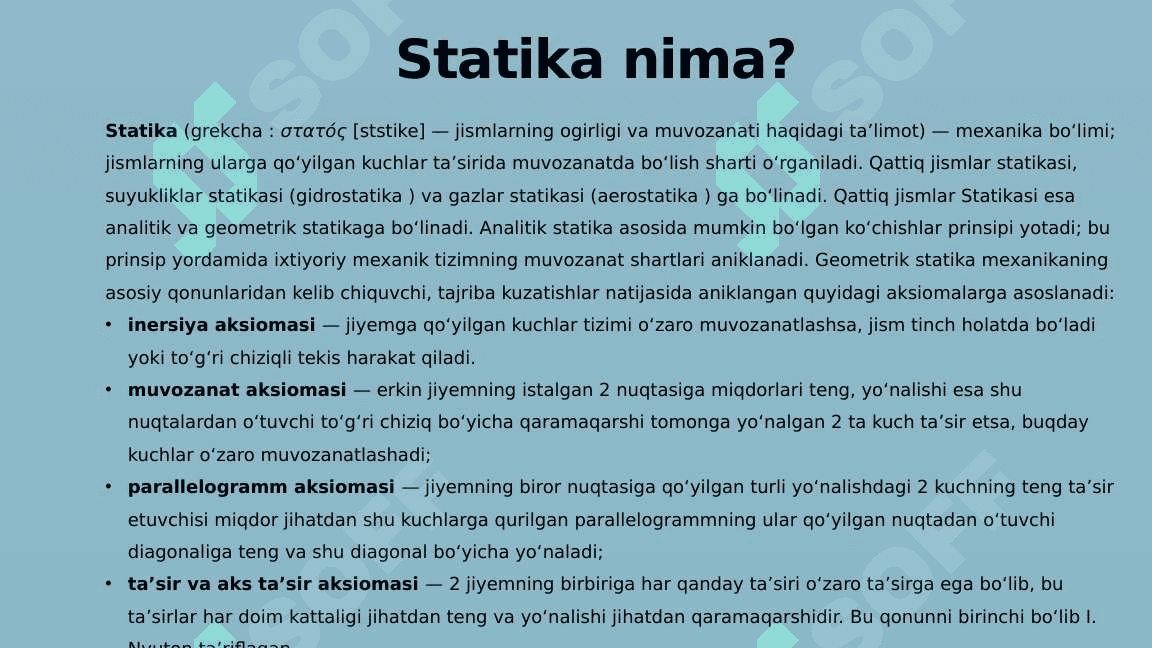 Statika elementlari. 3