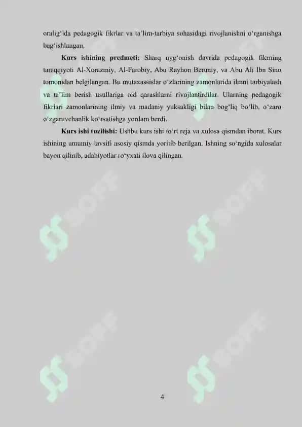 Sharq uyg‘onish davri allomalarining (Muhammad al-Xorazmiy, Abu Nasr Farobiy, Abu Rayhon Beruniy, Abu Ali ibn Sino) ilmiy merosi va didaktik qarashlari 4