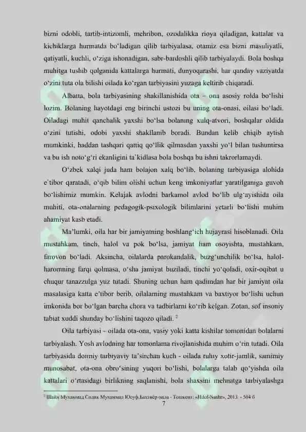 Tarbiya jarayonida oila, mahalla, maktab hamkorligining pedagogik-psixologik imkoniyatlari 7
