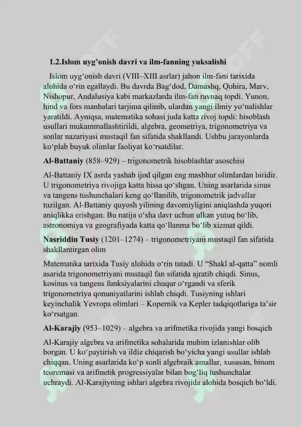 mavzu; sharq olimlarining matematikaga qo'shgan hissalari 8