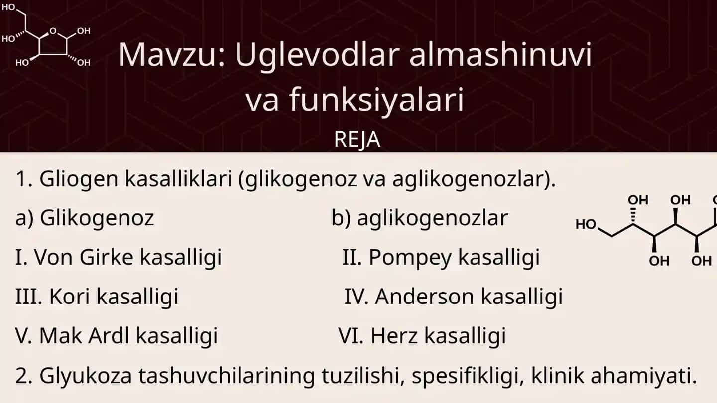 uvlevodlar almashinuvi va funksiyalari