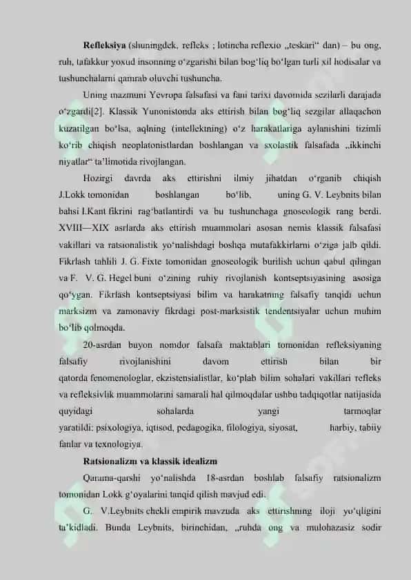 Yo’nalish refleksiya 2
