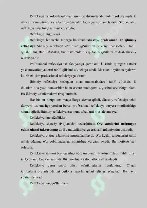 Yo’nalish refleksiya 4