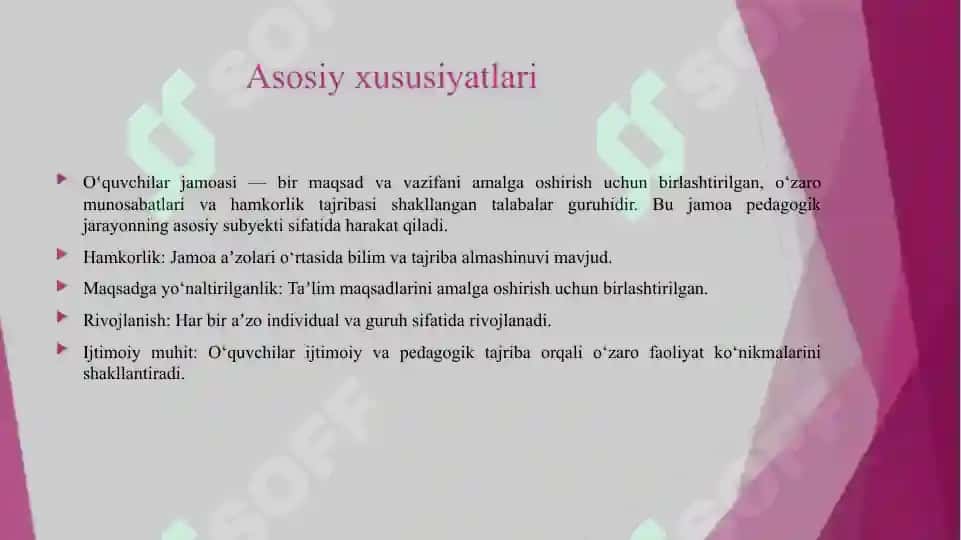 OʻQUVCHILAR JAMOASI YAXLIT PEDAGOGIK JARAYONINING ASOSIY SHAKLI 3