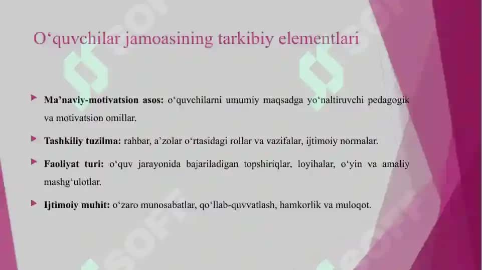 OʻQUVCHILAR JAMOASI YAXLIT PEDAGOGIK JARAYONINING ASOSIY SHAKLI 5