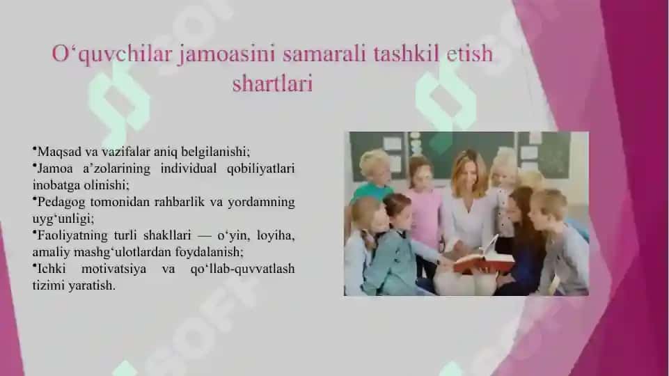 OʻQUVCHILAR JAMOASI YAXLIT PEDAGOGIK JARAYONINING ASOSIY SHAKLI 8