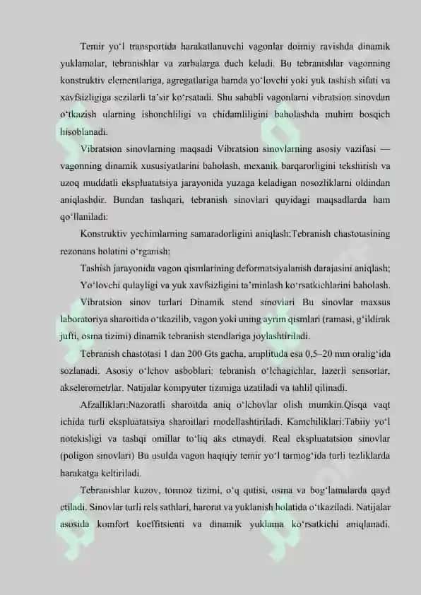 VAGONLARNI VIBRASION SINASH USULLARI 2