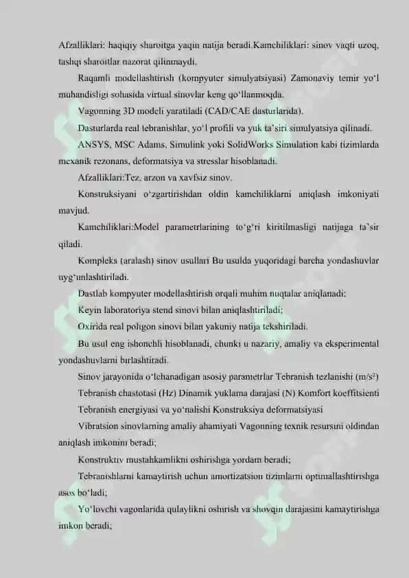 VAGONLARNI VIBRASION SINASH USULLARI 3