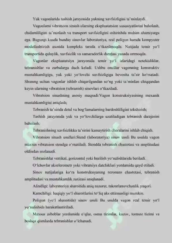 VAGONLARNI VIBRASION SINASH USULLARI 4