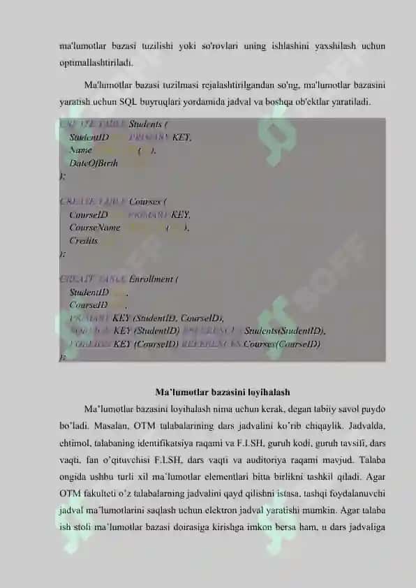 Ma’lumotlar bazasini rеjalashtirish va administratorlash 5