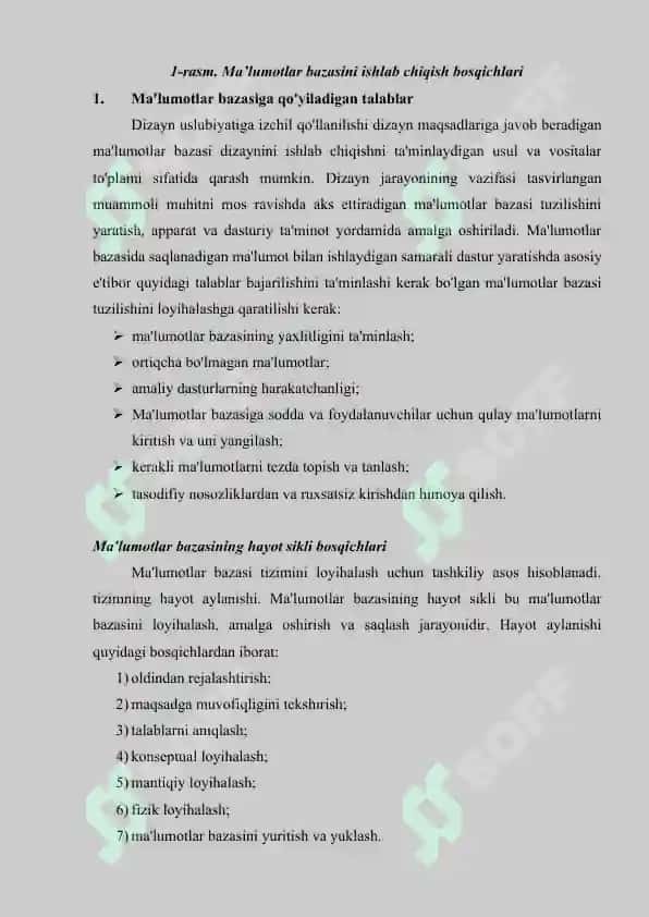 Ma’lumotlar bazasini rеjalashtirish va administratorlash 7