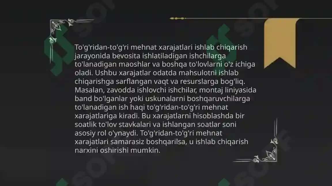 Ishlab chiqarish xarajatlarining tarkibi tasnifi turlari 4