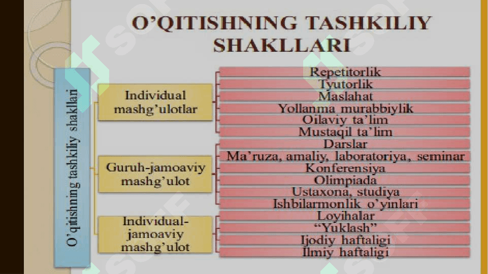 Pedagogika fanlarini o`qitish shakllari 8