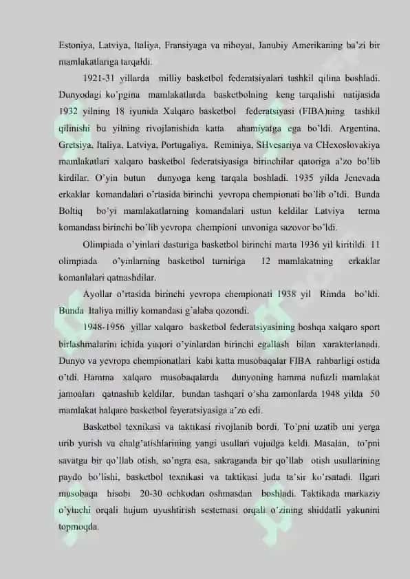 Basketbol o'yining kelib chiqishi va rivojlanish tarixi 3
