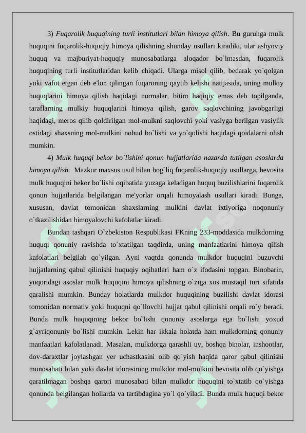 Mulk huquqi va boshqa ashyoviy huquqlarni  himoya qilish 4
