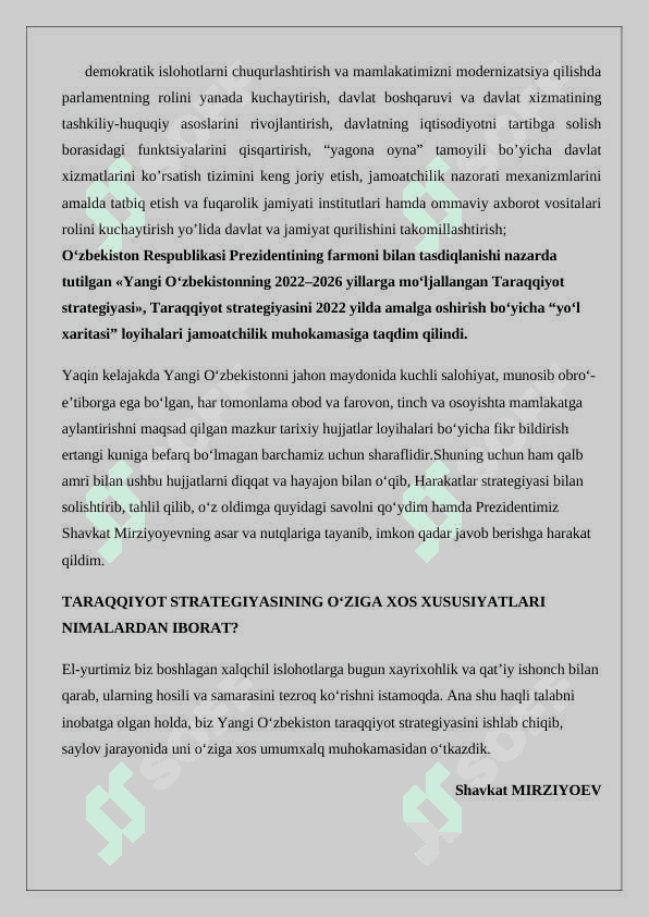 Yangi O'zbekiston taraqqiyot strategiyasi 24 3
