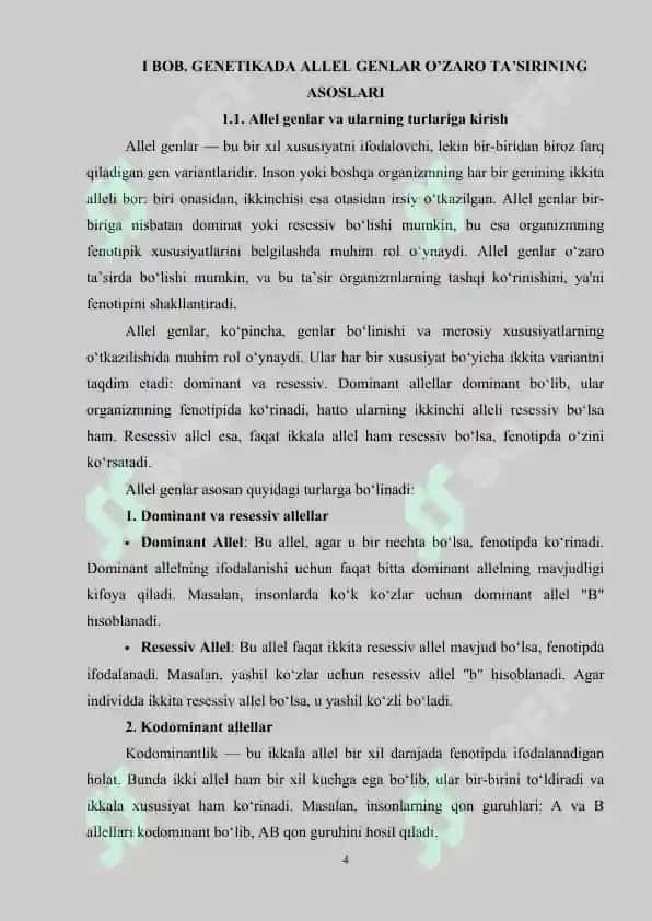 Allel genlar o’zaro ta’sirining xususiyatları 4