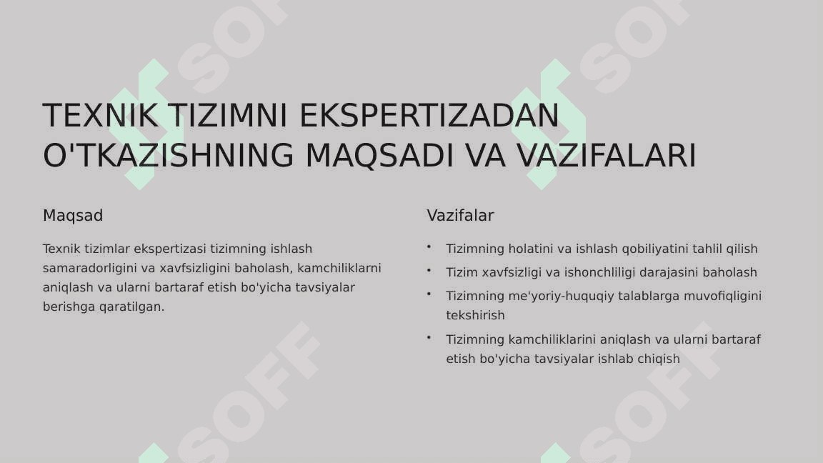 Texnik Tizimni Ekspertizadan O'tkazishni Tashkil Etish 2
