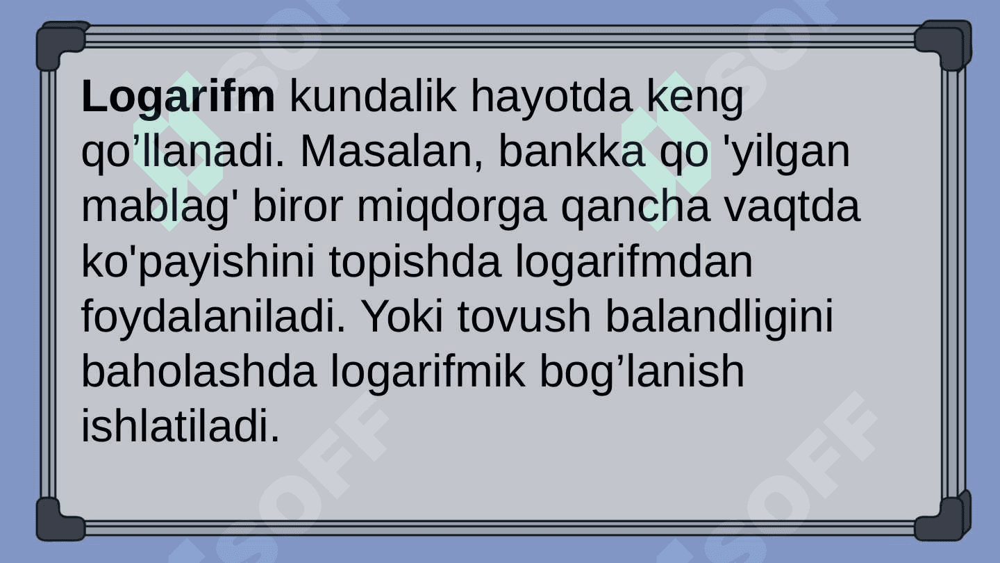 Logarifmik funksiya va uning hossalari 3
