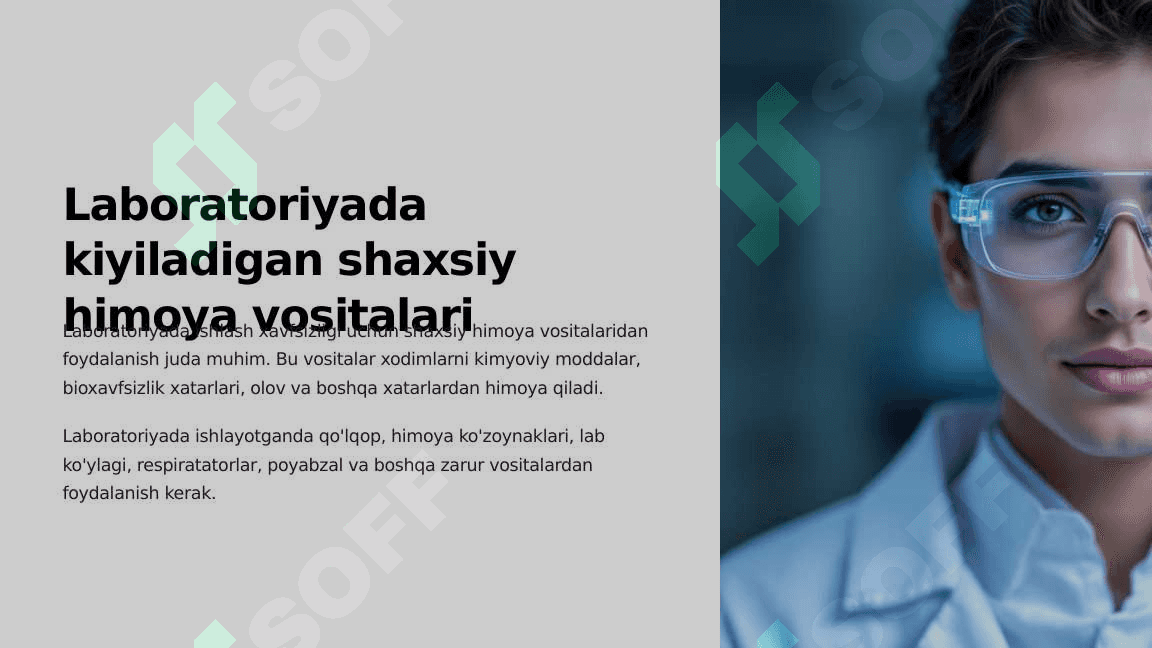 LABORATORIYADA XAVFSIZ ISHLASH, ZARURIY VOSITALARDAN FOYDALANISH TALABLARI 4