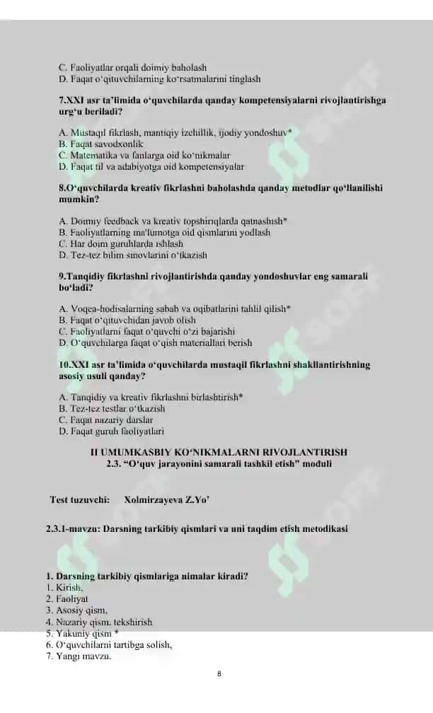 Informatika-testlar banki-2025-33 8