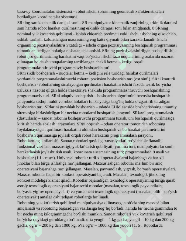 Robotolar va robototexnik vositalarni loyihalashtirish vazifalarining qoʻyilishi 4