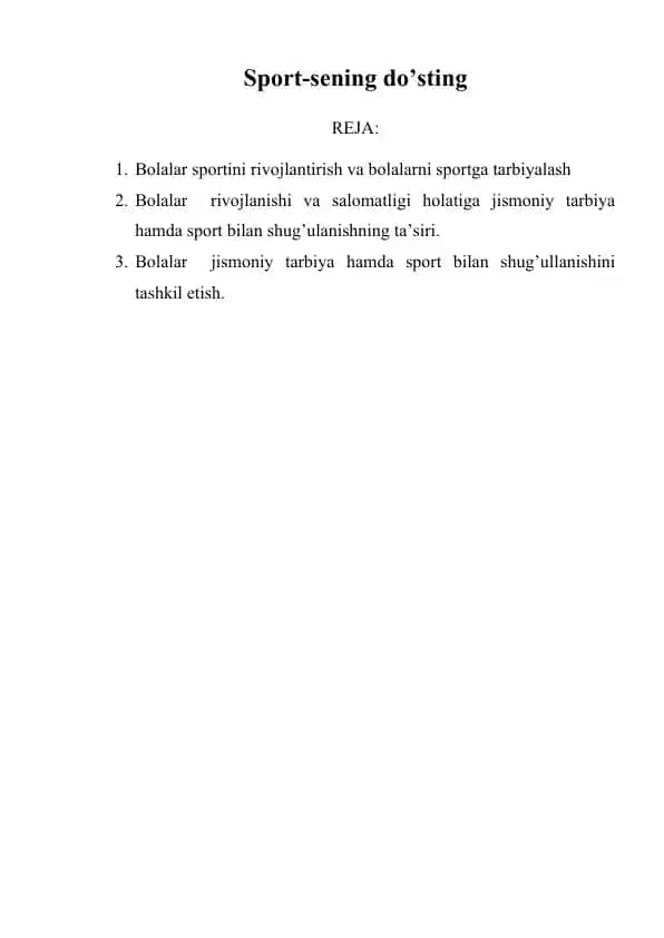 Bolalar sportini rivojlantirish 1