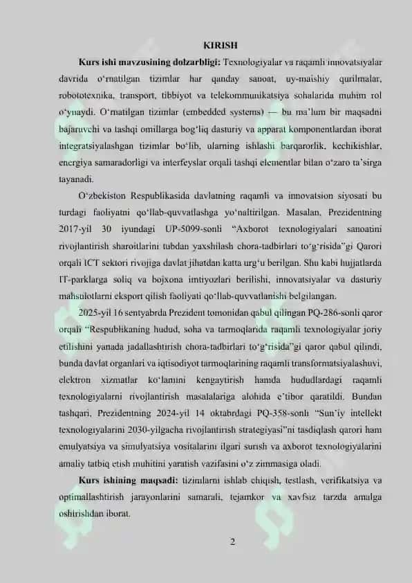 O‘RNATILGAN TIZIMLARDA SIMULYATSIYA VA EMULYATSIYA USULLARI 2