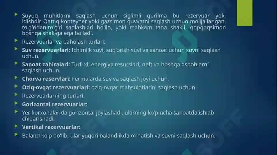 suyuq muhitlarni saqlash uchun sigʻimli qurilmalar 2