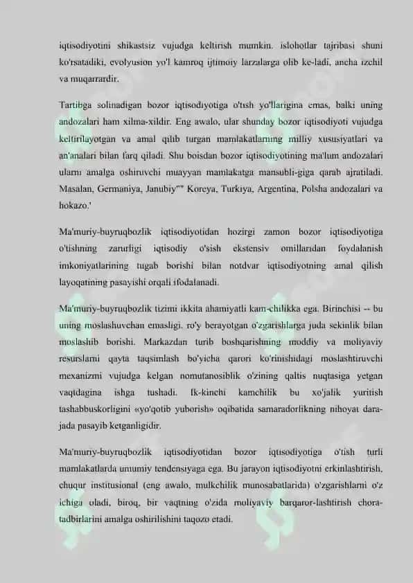 BOZOR IQTISODIYOTIGA O'TAYOTGAN DAVLATLARNI IQTISODIY RIVOJLANISH MODELLARI 4