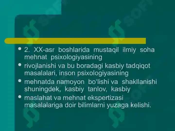 Kasbiy psixologiya rivojlanish tarixi 4