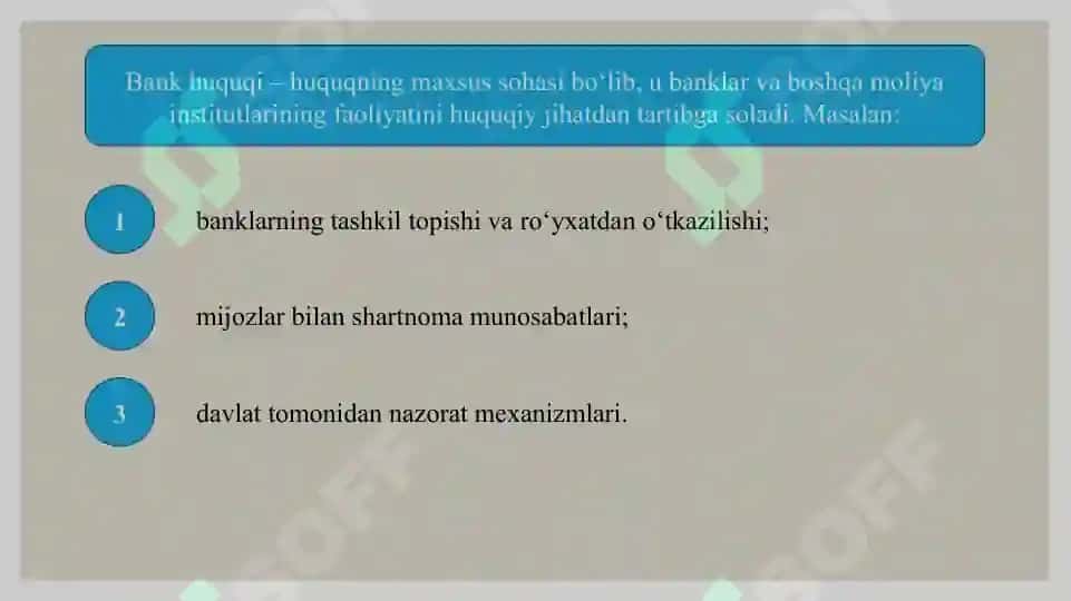 Bank huquqi fanning boshqa fanlar bilan aloqasi. 2