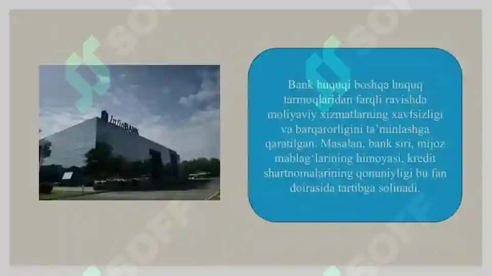 Bank huquqi fanning boshqa fanlar bilan aloqasi. 4