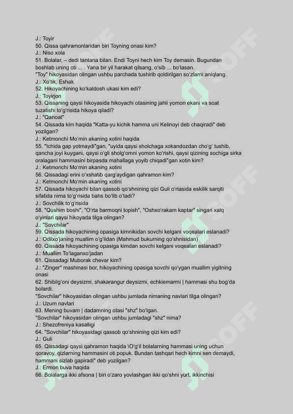 Dunyoning ishlari savol-javobi 4