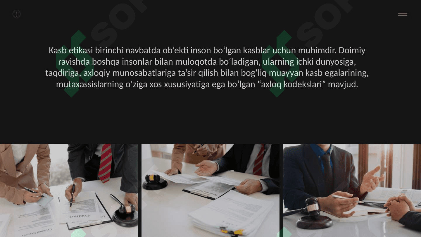 Advokat, tergov prokuratura organlari xodimlari hamda sudyaning kasb axloqi 3