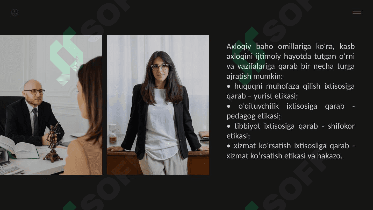 Advokat, tergov prokuratura organlari xodimlari hamda sudyaning kasb axloqi 4