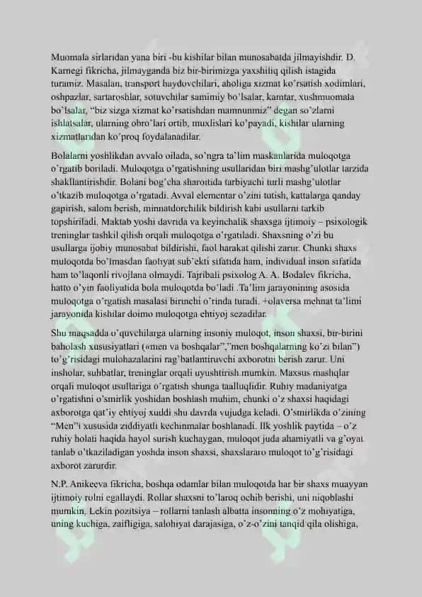 Muloqotning muvaffaqiyatli bo'lishida shaxs sifatlarining o'rni 2