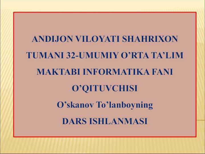 Informatika Dars ishlanma