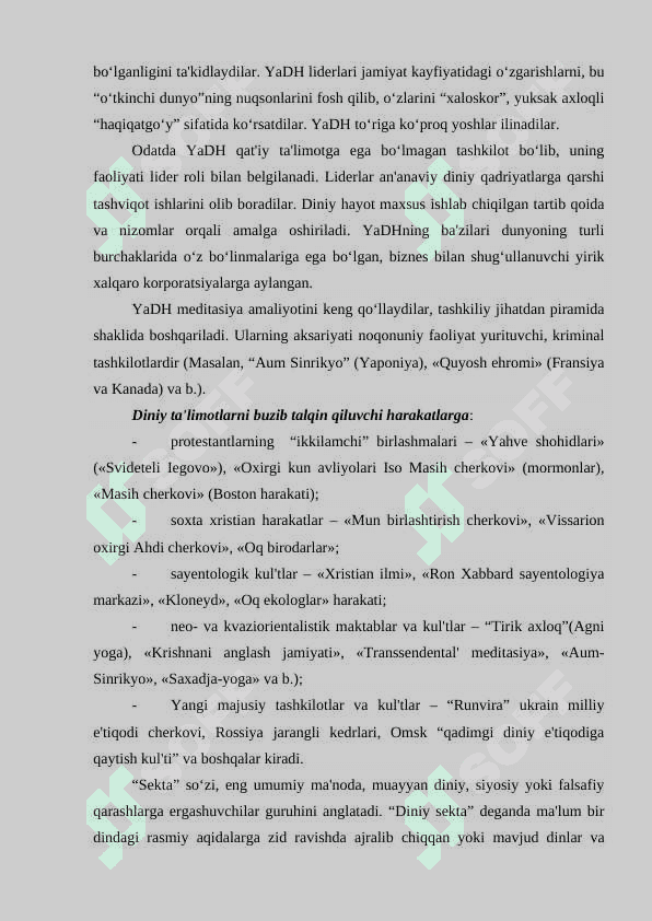 YANGI DINIY HARAKATLAR VA SEKTALAR 3