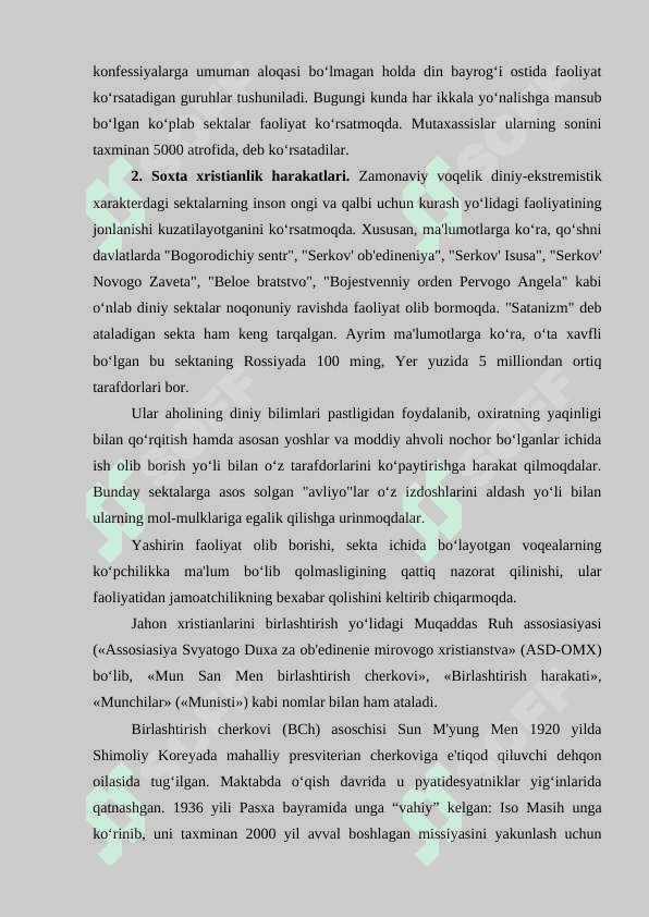 YANGI DINIY HARAKATLAR VA SEKTALAR 4